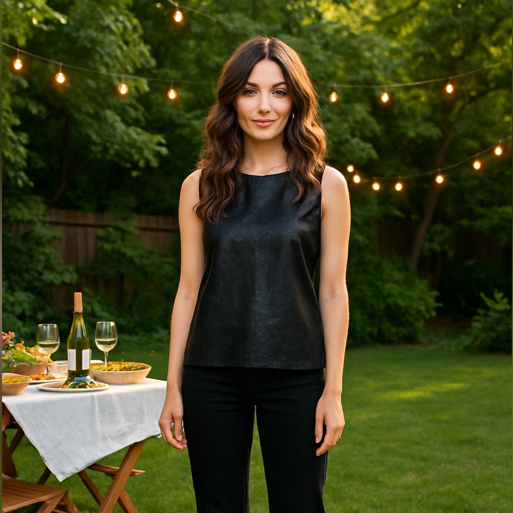 Theory Woman’s Black‎ Leather Vest